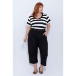 Calça Botões 2.0 Linho com Elastano Preta - Plus Size