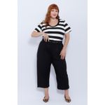Blusa Premium Listra Preta Gola Preta - Plus Size