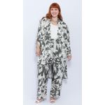 Quimono Viscose Estampa Verde Floral - Plus Size