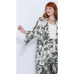 Quimono Viscose Estampa Verde Floral - Plus Size