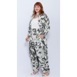 Calça Viscose Estampa Verde Floral - Plus Size