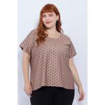 Blusa Social Botão Fendi Poá - Plus Size