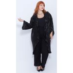 Quimono Plissado Preto Brilho - Plus Size