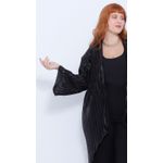 Quimono Plissado Preto Brilho - Plus Size