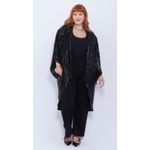 Quimono Plissado Preto Brilho - Plus Size