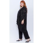 Quimono Plissado Preto Brilho - Plus Size