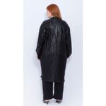 Quimono Plissado Preto Brilho - Plus Size