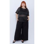 Blusa Renda Crochet Preta - Plus Size