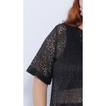 Blusa Renda Crochet Preta - Plus Size