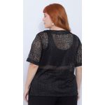 Blusa Renda Crochet Preta - Plus Size