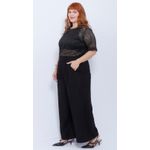 Blusa Renda Crochet Preta - Plus Size