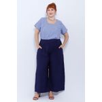 Blusa Social Botão Azul Listrada - Plus Size