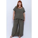 Blusa Social Botão Viscose Verde Militar - Plus Size