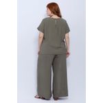Blusa Social Botão Viscose Verde Militar - Plus Size