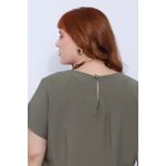 Blusa Social Botão Viscose Verde Militar - Plus Size