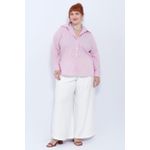 Camisa Social Algodão Listra Rosa - Plus Size