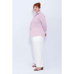 Camisa Social Algodão Listra Rosa - Plus Size