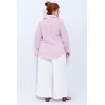 Camisa Social Algodão Listra Rosa - Plus Size