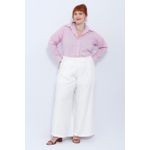 Camisa Social Algodão Listra Rosa - Plus Size