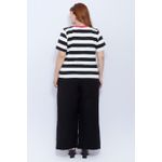 Blusa Premium Listra Preta Gola Rosa Pink - Plus Size