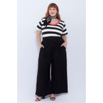 Blusa Premium Listra Preta Gola Rosa Pink - Plus Size