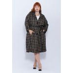 Casaco Trench Coat Xadrez - Plus Size