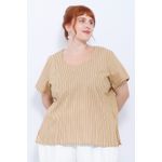 Blusa Social Botão Fendi Listrada - Plus Size