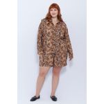 Camisa Manga Longa Viscose Estampa Onça - Plus Size
