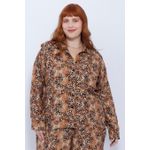 Camisa Manga Longa Viscose Estampa Onça - Plus Size