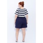 Short Botões Linho com Elastano Azul - Plus Size