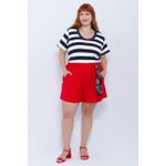 Short Botões Linho com Elastano Vermelho - Plus Size