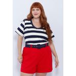 Short Botões Linho com Elastano Vermelho - Plus Size