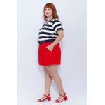 Short Botões Linho com Elastano Vermelho - Plus Size