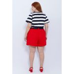 Short Botões Linho com Elastano Vermelho - Plus Size