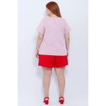 Blusa Social Botão Rosa Listrada - Plus Size