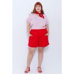 Blusa Social Botão Rosa Listrada - Plus Size