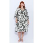 Vestido Viscose Estampa Verde Floral - Plus Size