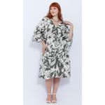 Vestido Viscose Estampa Verde Floral - Plus Size