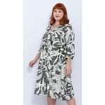 Vestido Viscose Estampa Verde Floral - Plus Size