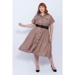 Vestido Chemise Viscose Fendi Poá - Plus Size