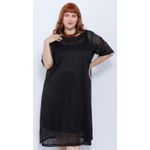 Vestido Renda Crochet 2-em-1 Preto - Plus Size
