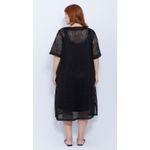 Vestido Renda Crochet 2-em-1 Preto - Plus Size
