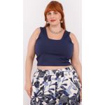 Top Segunda Pele Malha Azul Marinho - Plus Size