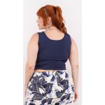 Top Segunda Pele Malha Azul Marinho - Plus Size