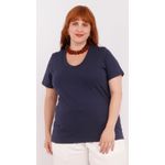 Blusa Malha Algodão Premium Azul Marinho - Plus Size