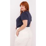 Blusa Malha Algodão Premium Azul Marinho - Plus Size