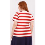 Blusa Premium Listra Vermelha Gola Off - Plus Size
