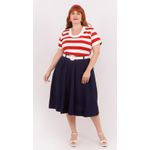 Saia Linho Azul Marinho - Plus Size