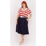 Blusa Premium Listra Vermelha Gola Off - Plus Size