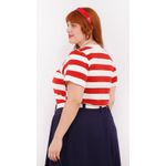 Blusa Premium Listra Vermelha Gola Off - Plus Size